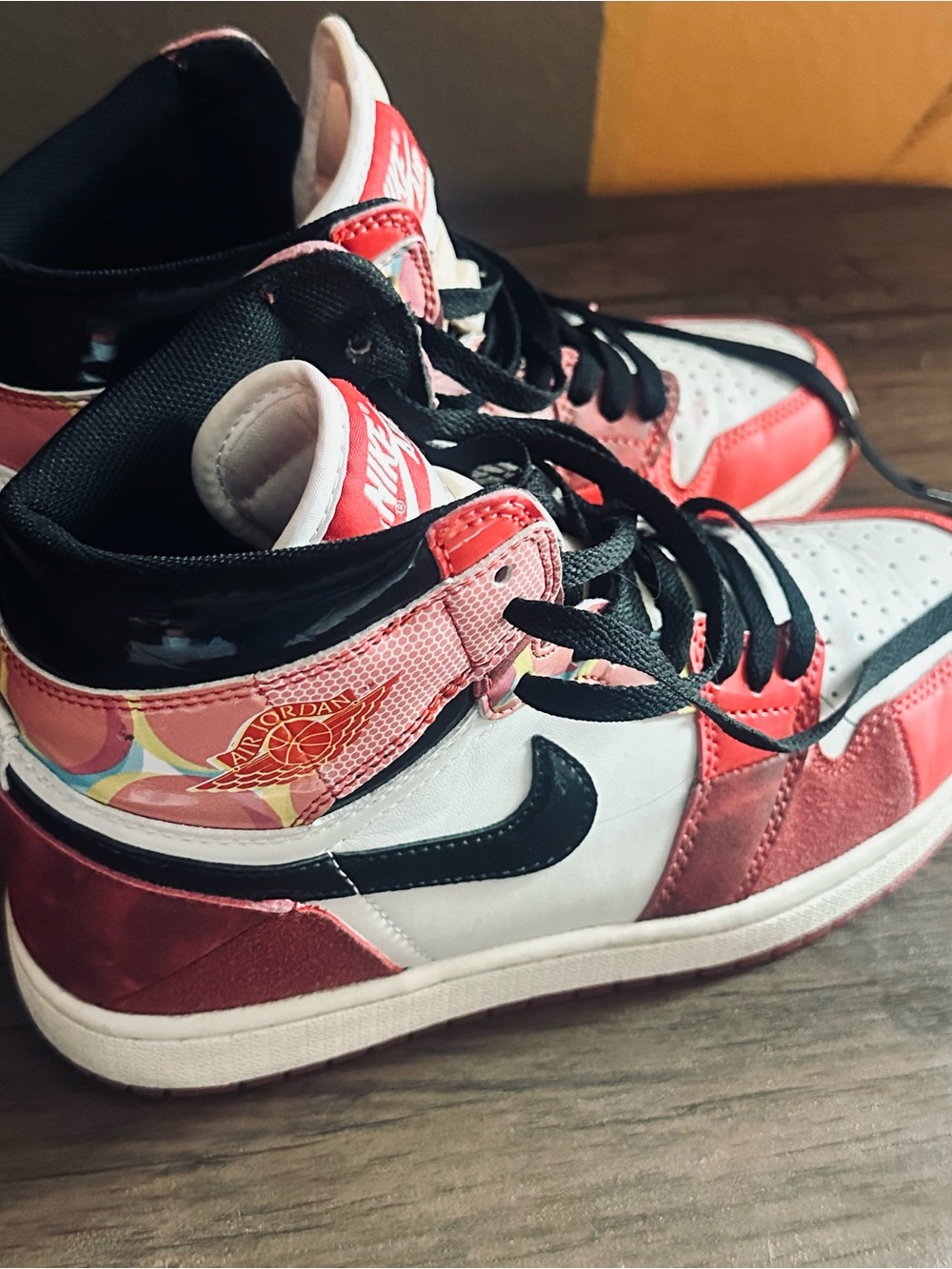 Jordan Red Black White High-Top Sneaker Accent